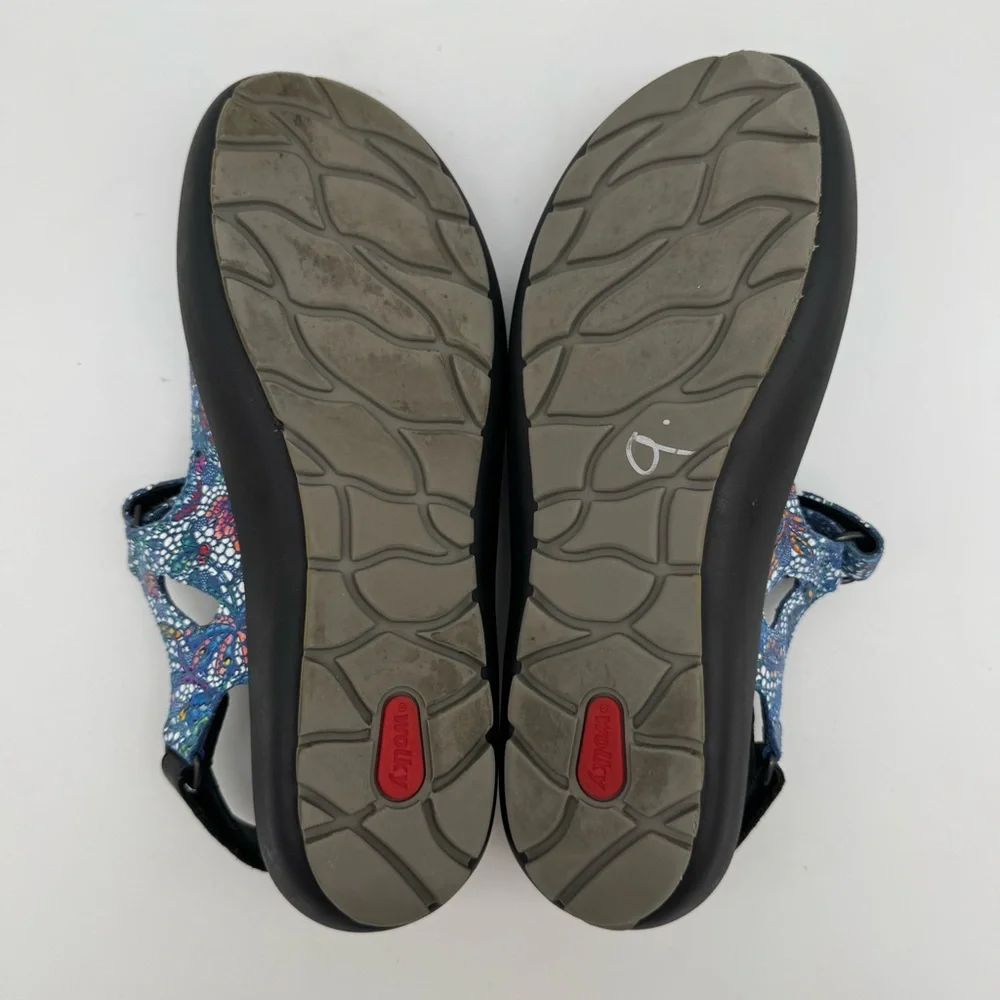 Wolky Pichu Blue Multicolor Leather Adjustable Sandal Size 42/11